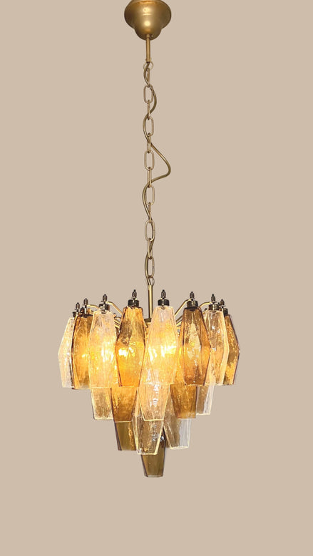 Poliedri Chandelier | Clear and Smoked Glass