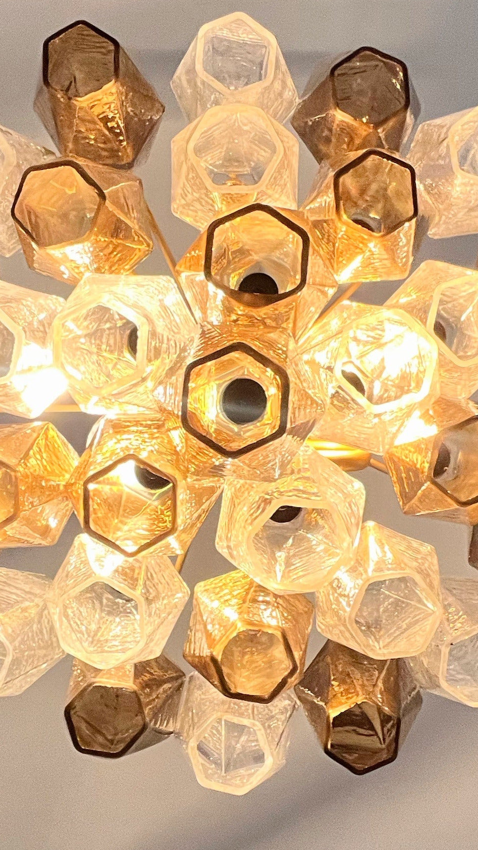Lampadario Poliedri | Vetro Trasparente e Fumè