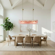Lampadario in vetro di Murano poliedri bianco alabastro | montatura in ottone e oro