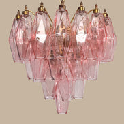 Lampadario Poliedri Murano Vetro Alabastro Rosa | 32 Elementi