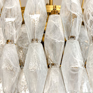White Alabaster Poliedri Murano Glass Chandelier | 107 elements, gold frame
