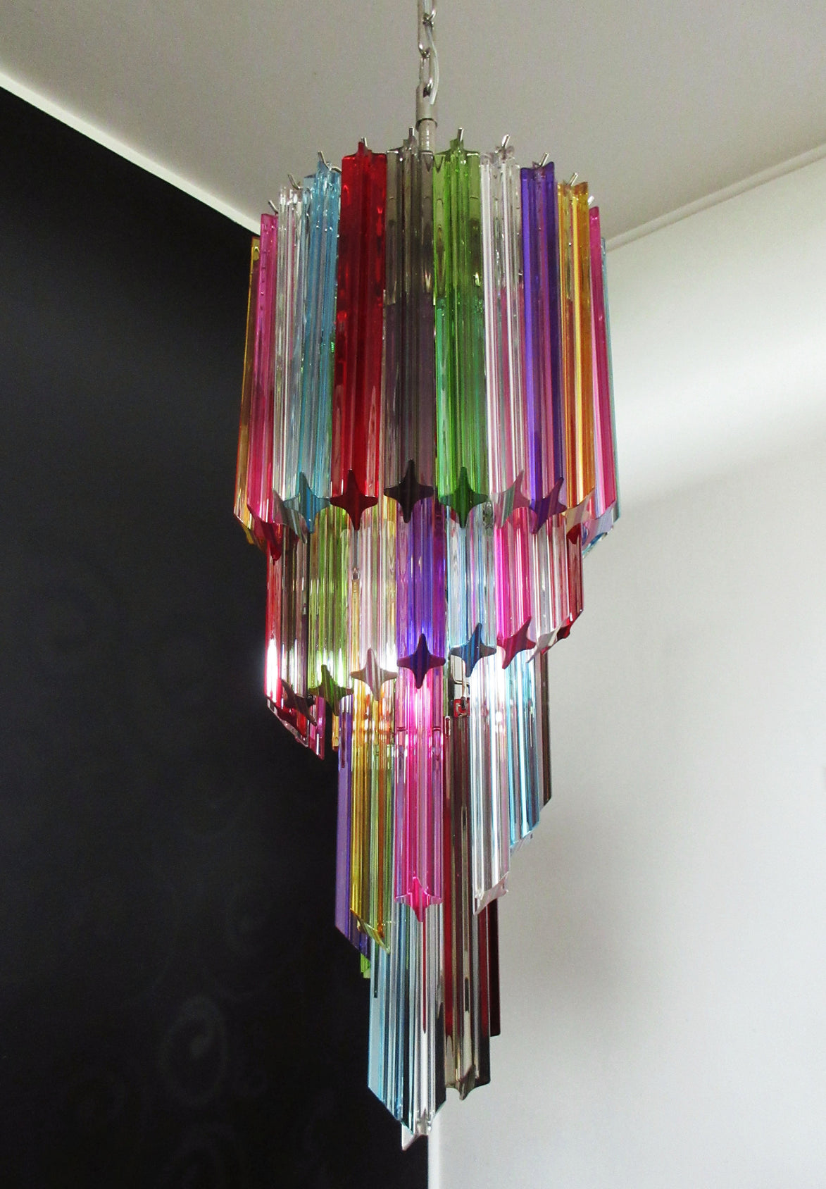 Lampadario a spirale in cristallo prismatico | Multicolore