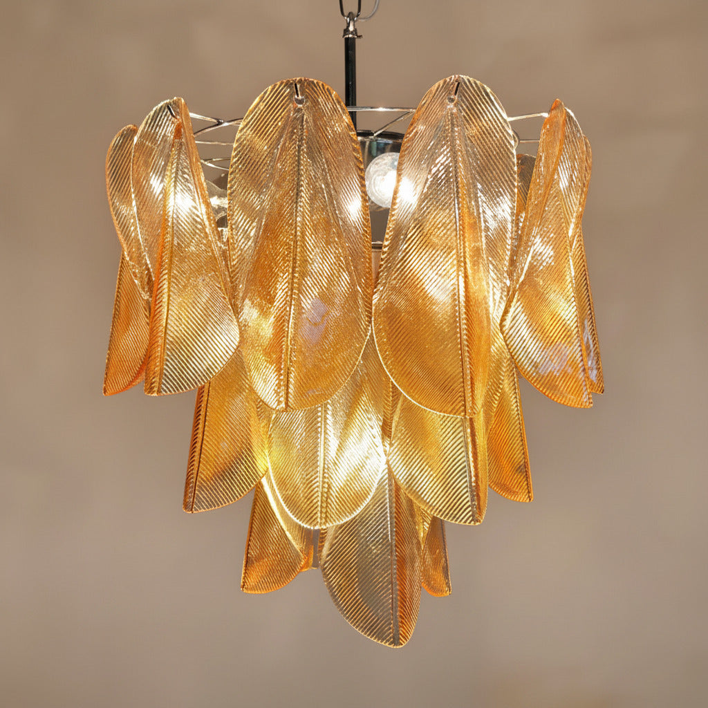 Lampadario Murano Rondini Ambra | Stile vintage Mazzega