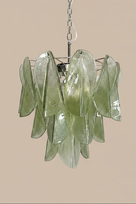 Murano Glass Green Rondini Chandelier | vintage Mazzega Style