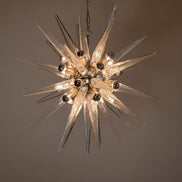 Lampadario Sputnik in Vetro di Murano Soffiato a Mano, 31 Elementi, Montatura in Nichel