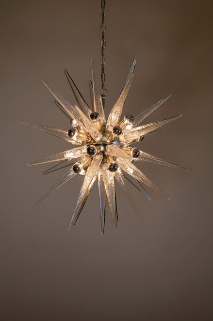 Hand-Blown Murano Glass Sputnik Chandelier, 31 Elements, Nickel Frame