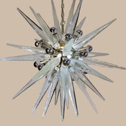 Lampadario Sputnik in Vetro di Murano Soffiato a Mano, 31 Elementi, Montatura in Nichel