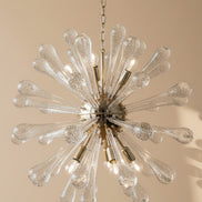 Lampadario Sputnik in Vetro di Murano, 50 Elementi Pulegoso, Struttura Dorata