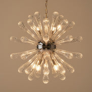 Lampadario Sputnik in Vetro di Murano, 50 Elementi Pulegoso, Struttura Dorata