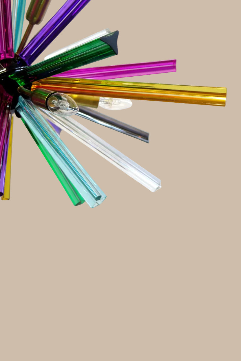 Lampadario Sputnik a Cristalli Multicolore, 30 prismi Triedri