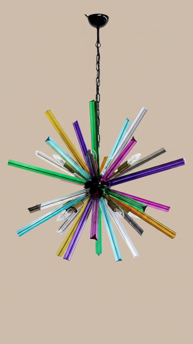 Lampadario Sputnik a Cristalli Multicolore, 30 prismi Triedri