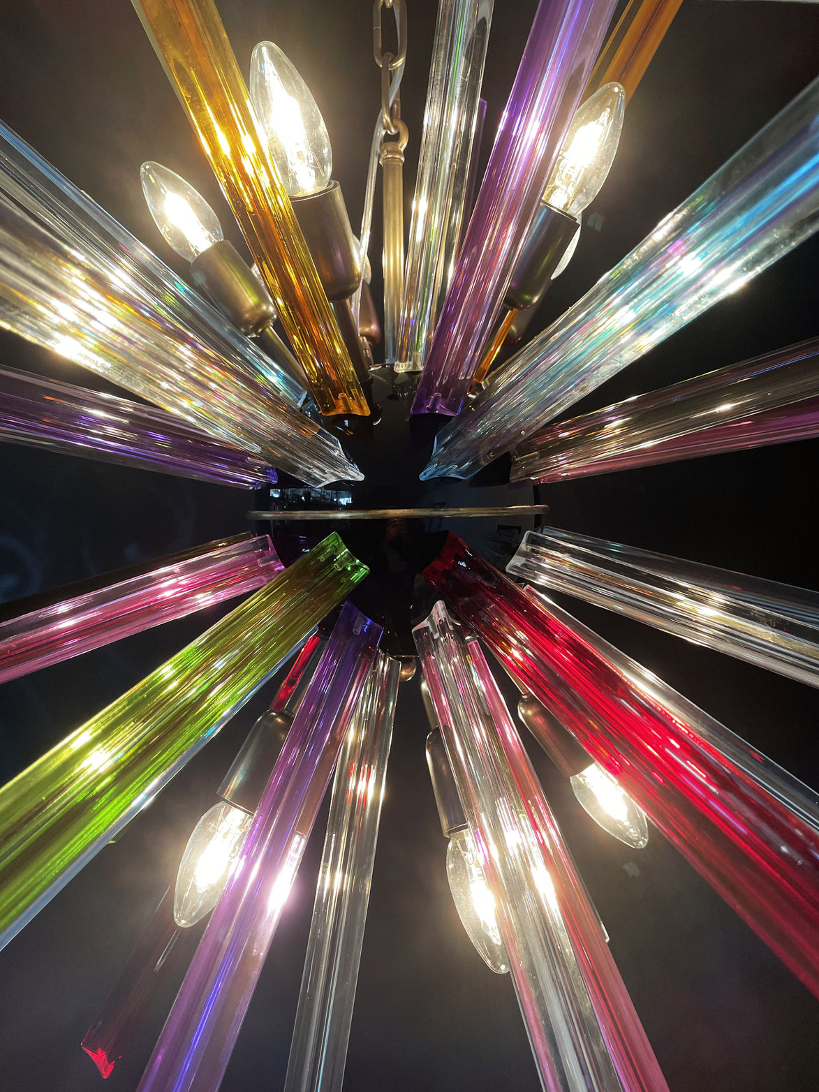 Lampadario Sputnik in Cristallo Multicolore, 50 Prismi Triedri