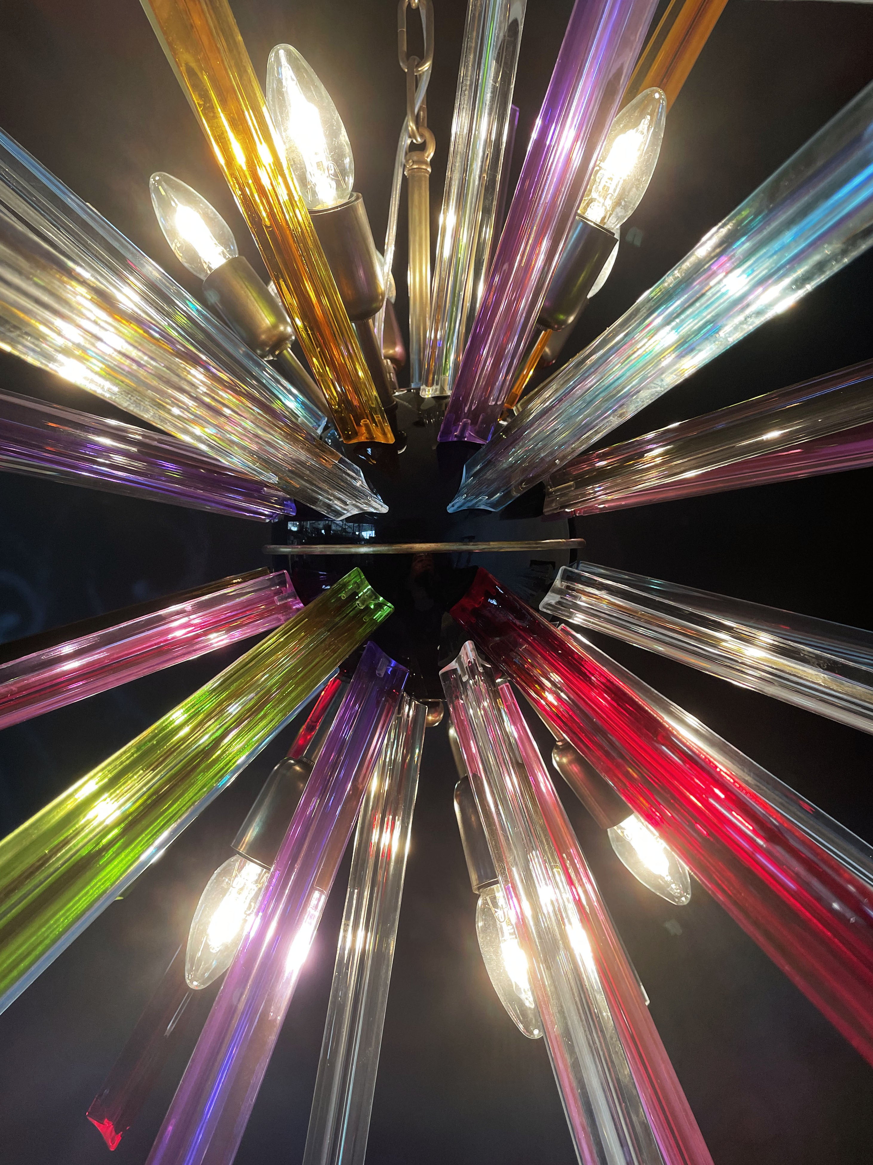 Lampadario Sputnik in Cristallo Multicolore, 50 Prismi Triedri