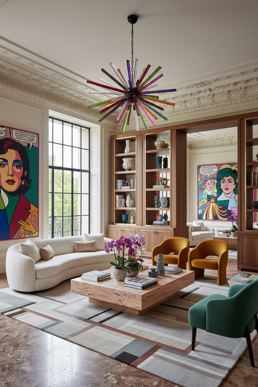 Lampadario Sputnik in Cristallo Multicolore, 50 Prismi Triedri