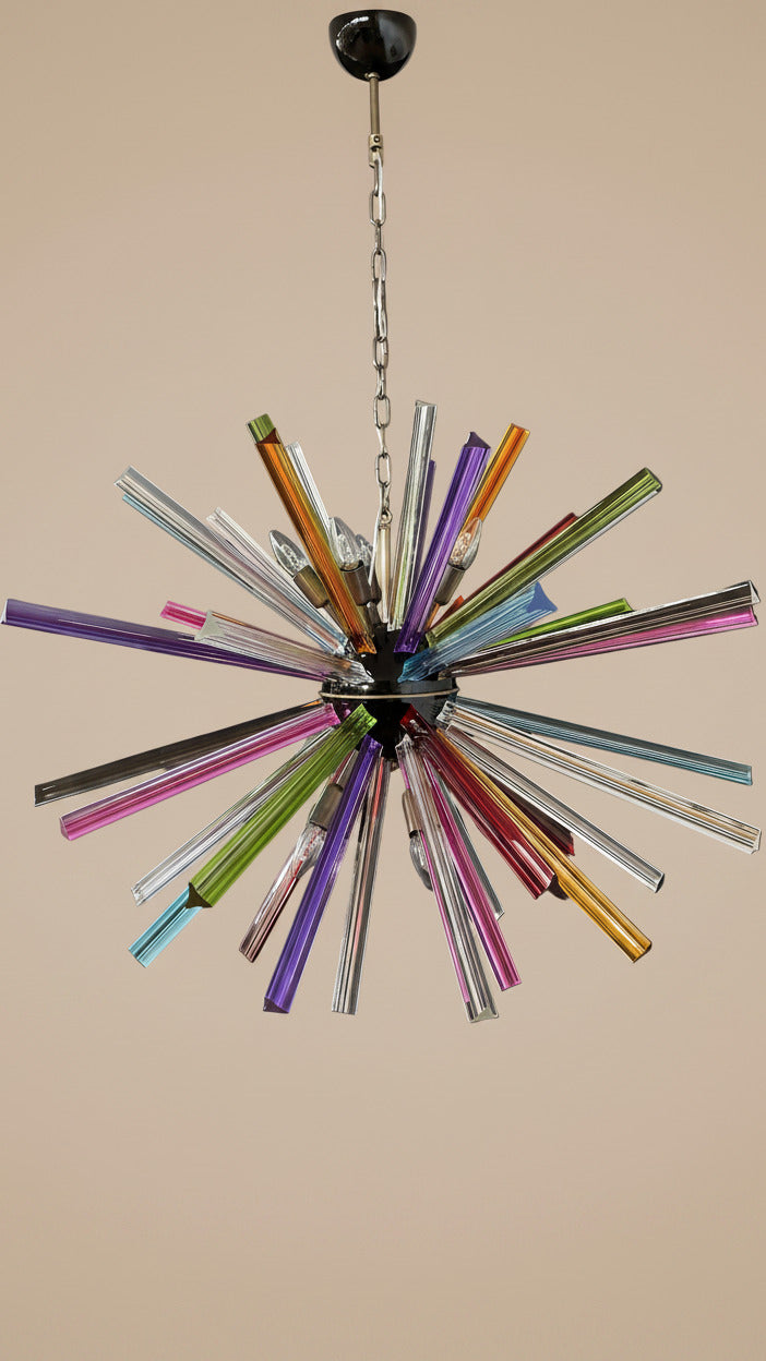 Lampadario Sputnik in Cristallo Multicolore, 50 Prismi Triedri