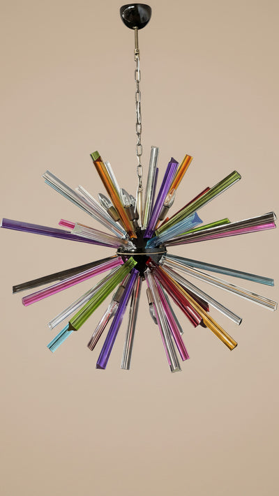 Lampadario Sputnik in Cristallo Multicolore, 50 Prismi Triedri