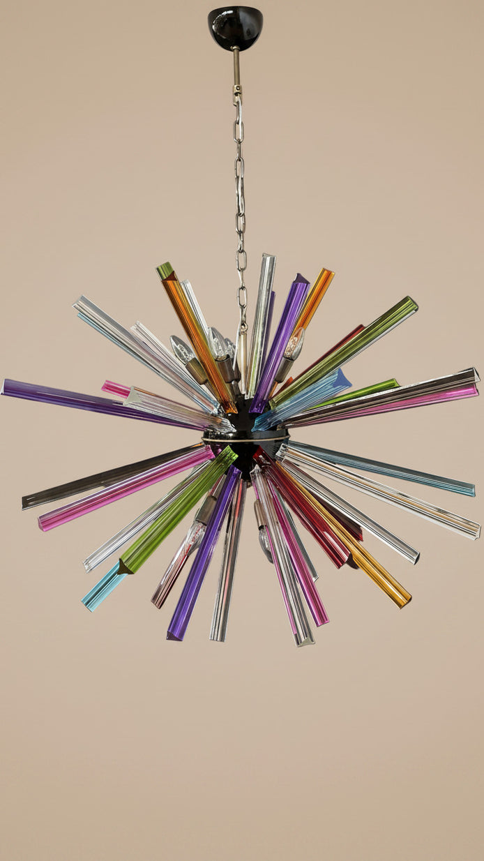 Lampadario Sputnik in Cristallo Multicolore, 50 Prismi Triedri