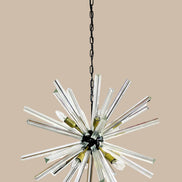 Lampadario Sputnik in cristallo, 30 prismi Triedri