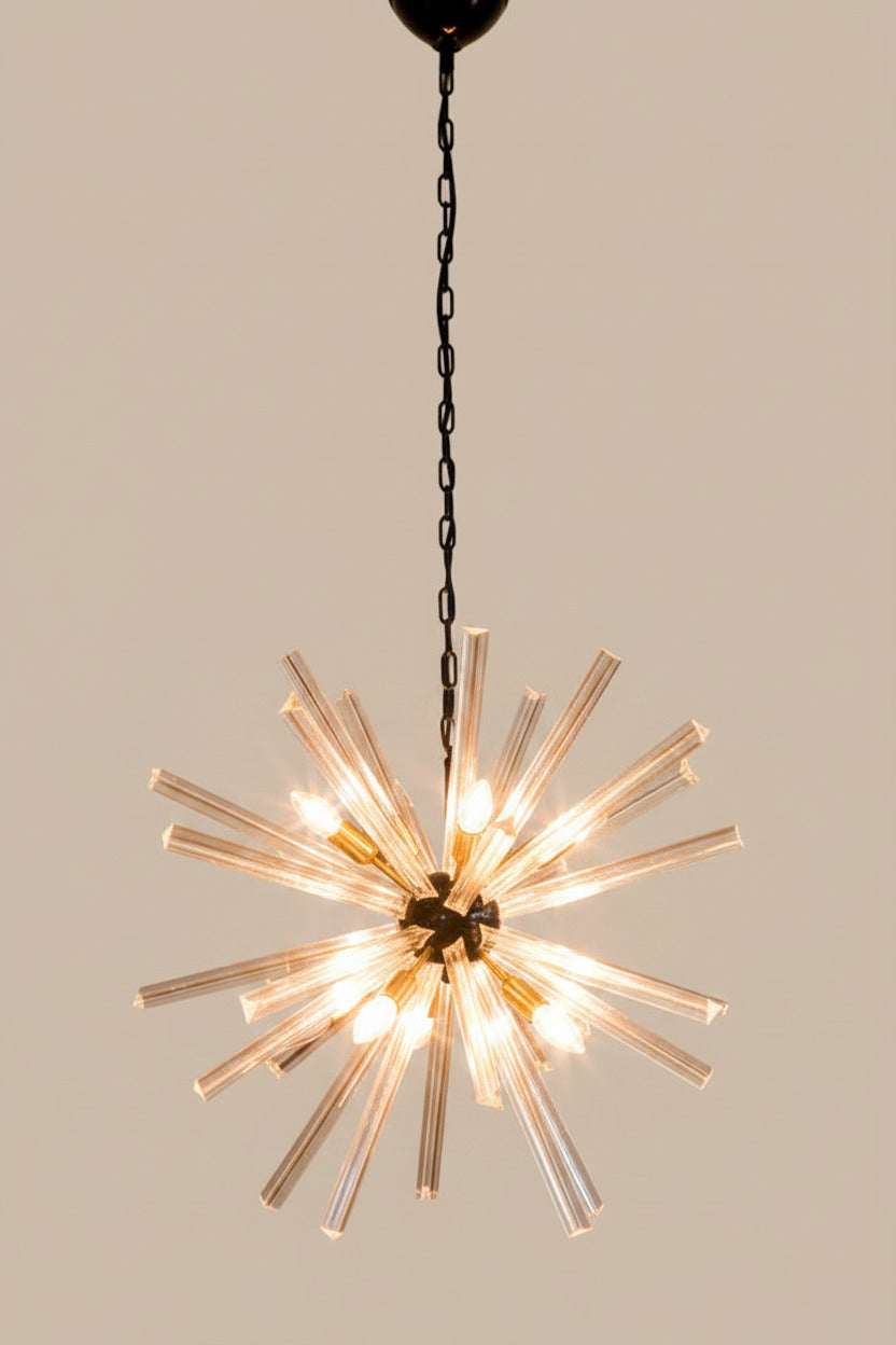 Lampadario Sputnik in cristallo, 30 prismi Triedri