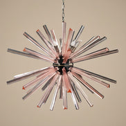 Lampadario Sputnik con cristalli rosa, 50 prismi Triedri