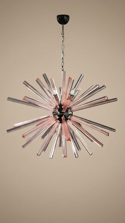 Pink Crystal Sputnik Chandelier, 50 Triedri Prisms