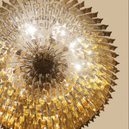Lampadario in vetro di Murano con 391 prismi triedri ambra | Stile Mid-Century