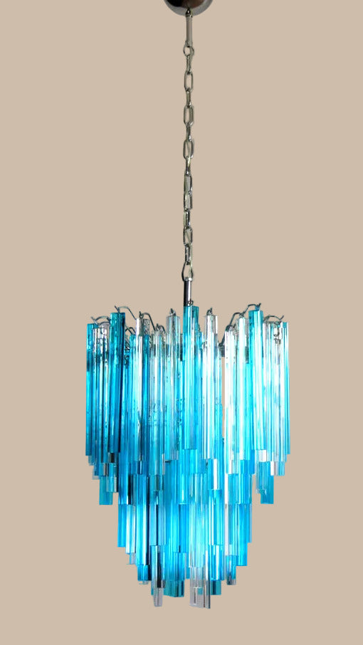 Lampadario con prismi di cristallo | Trasparente e blu
