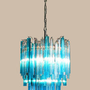 Lampadario con prismi di cristallo | Trasparente e blu