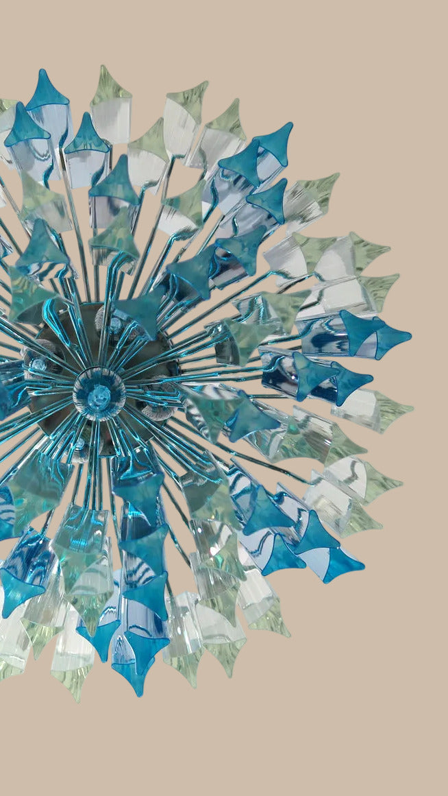 Lampadario con prismi di cristallo | Trasparente e blu