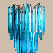 Lampadario con prismi di cristallo | Trasparente e blu