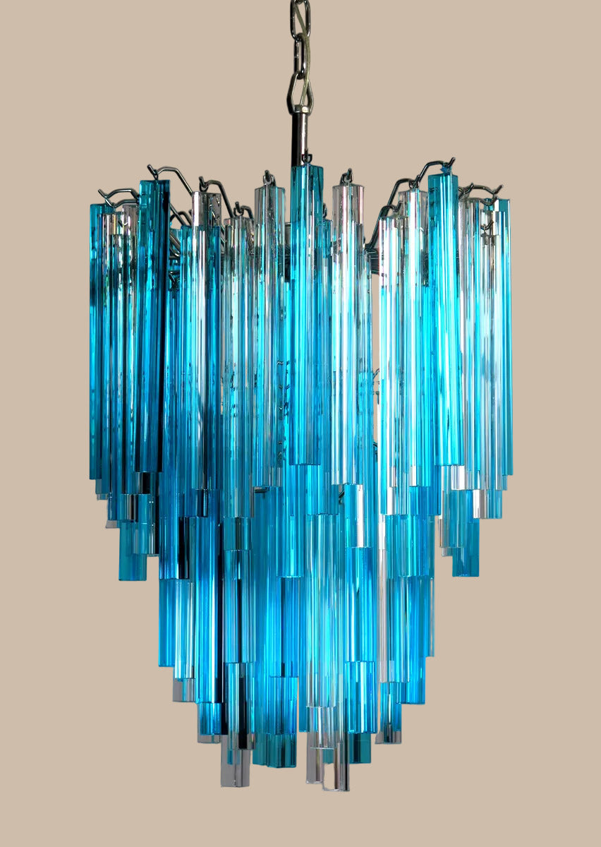 Lampadario con prismi di cristallo | Trasparente e blu