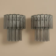 Applique Murano vetro fumé a tubi – coppia design stile anni '70