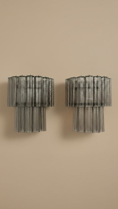 Applique Murano vetro fumé a tubi – coppia design stile anni '70