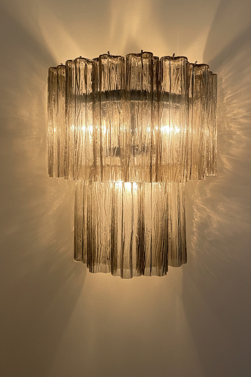 Applique Murano vetro fumé a tubi – coppia design stile anni '70