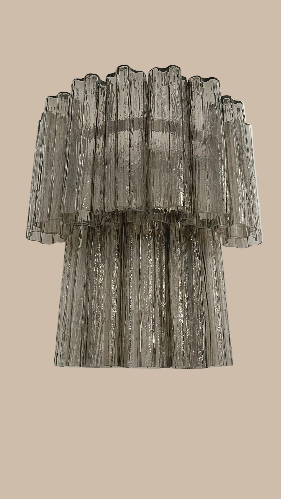 Applique Murano vetro fumé a tubi – coppia design stile anni '70