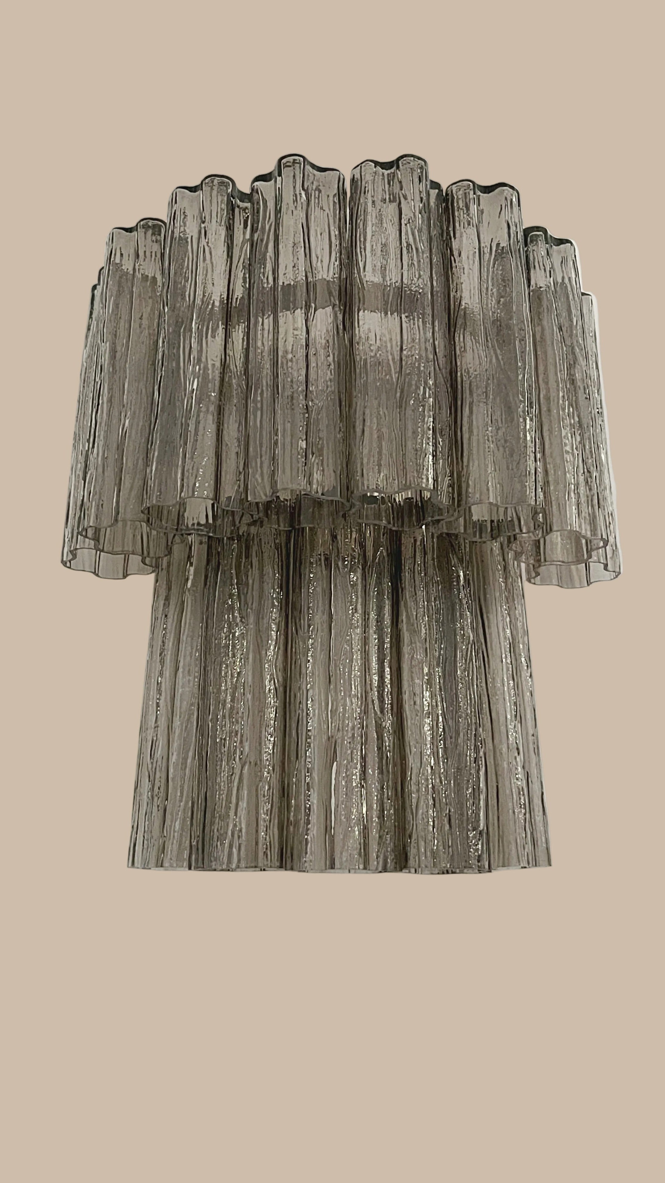 Applique Murano vetro fumé a tubi – coppia design stile anni '70