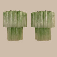 Applique Murano vetro alabastro verde a stella 13 tubi| Murano Shutters
