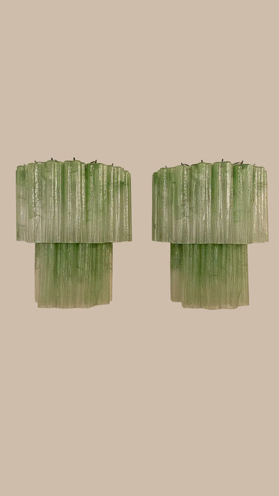 Applique Murano vetro alabastro verde a stella 13 tubi| Murano Shutters