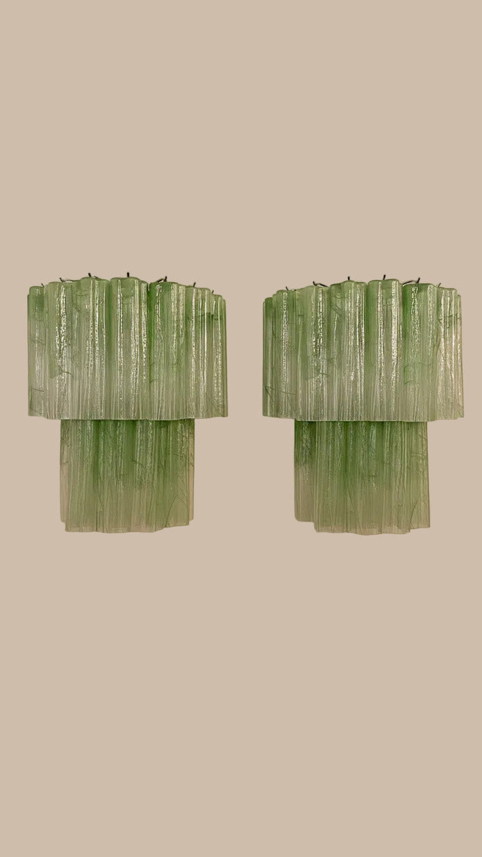 Applique Murano vetro alabastro verde a stella 13 tubi| Murano Shutters