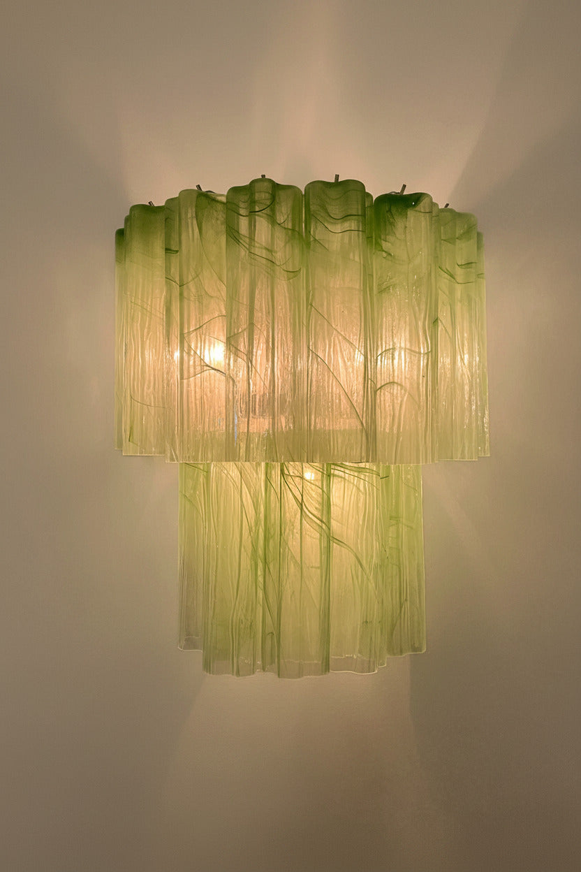Applique Murano vetro alabastro verde a stella 13 tubi| Murano Shutters