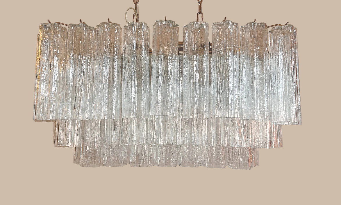 Lampadario stella in vetro di Murano con 72 tubi trasparenti | Stile anni ’70