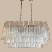 Lampadario stella in vetro di Murano con 72 tubi trasparenti | Stile anni ’70