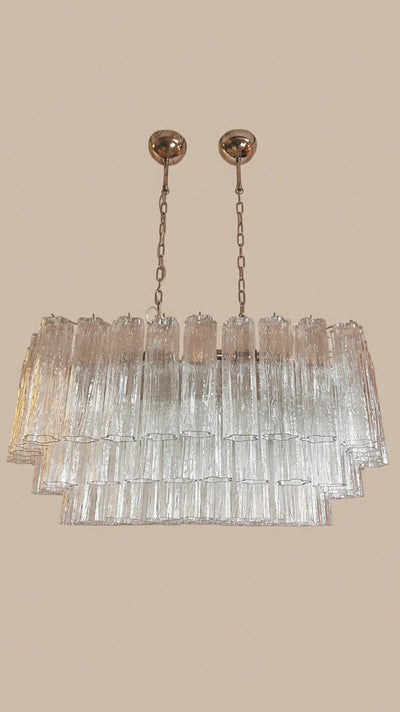 Lampadario stella in vetro di Murano con 72 tubi trasparenti | Stile anni ’70