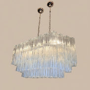 Lampadario stella in vetro di Murano con 72 tubi trasparenti | Stile anni ’70