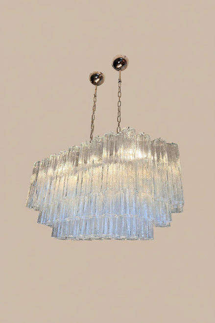 Murano Glass Clear Star Chandelier | 72 Tubes