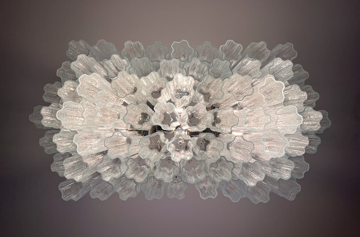 Lampadario stella in vetro di Murano con 72 tubi trasparenti | Stile anni ’70