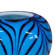Vaso in vetro di Murano Fenicio, tecnica a incalmo, blu profondo e lattimo