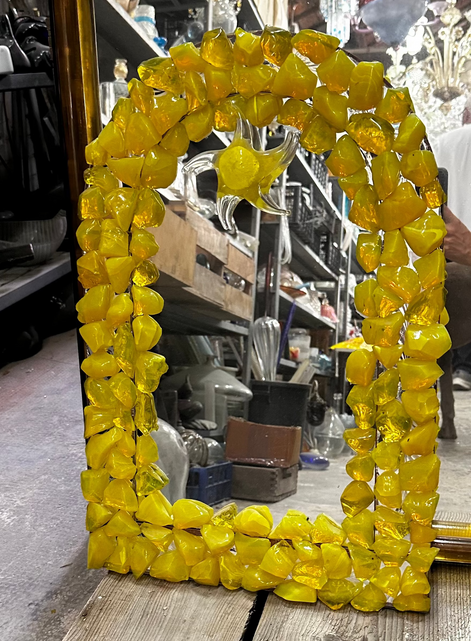 Vintage Murano Glass Mirror – Yellow Murrine | One of a Kind