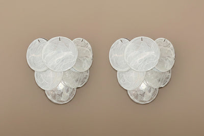 Applique italiane in alabastro bianco in stile Vistosi | coppia